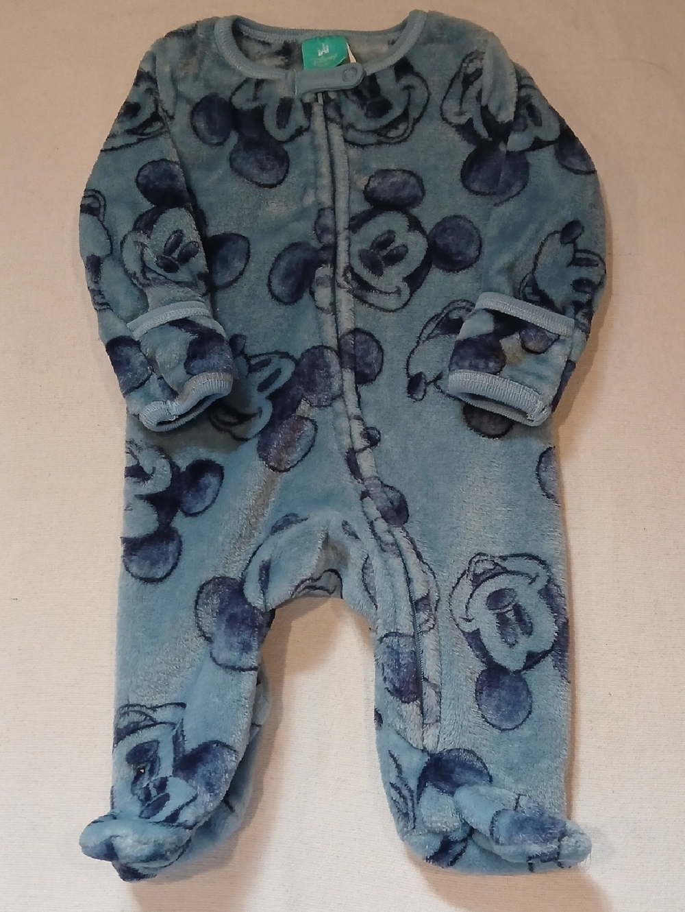 Disney Blue Mickey Fleece Footed One-Piece